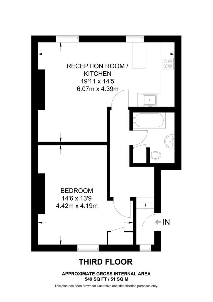 1 bedroom flat to rent - floorplan