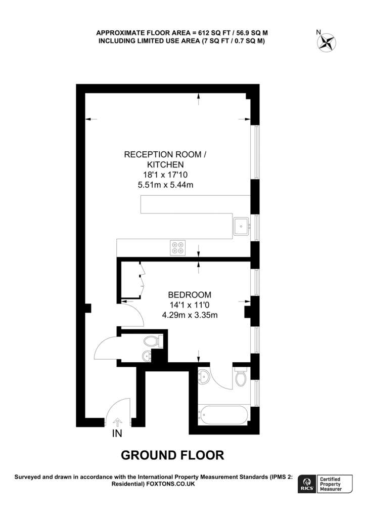 1 bedroom flat to rent - floorplan