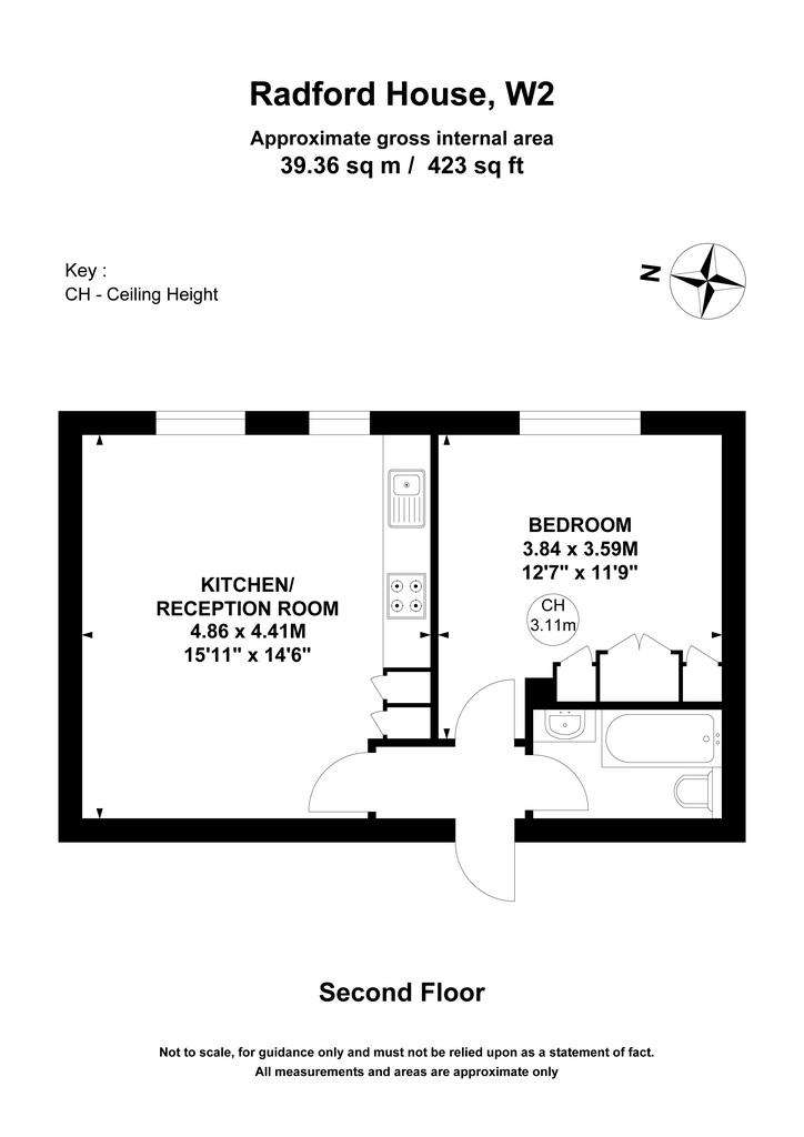 1 bedroom flat to rent - floorplan