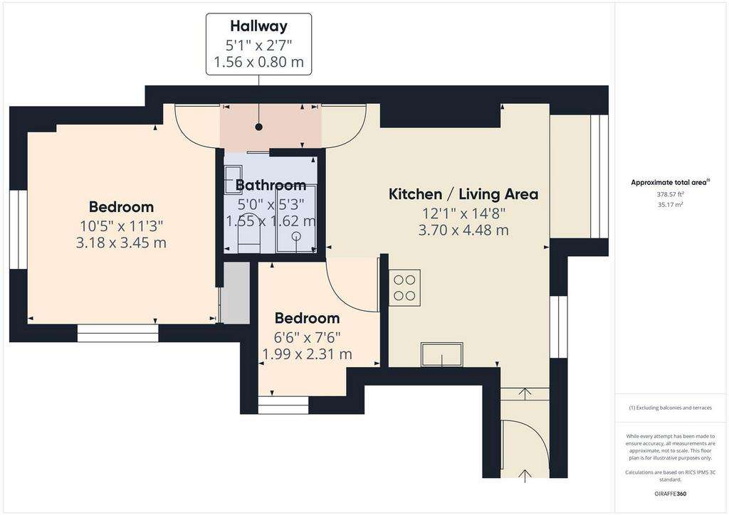 2 bedroom flat to rent - floorplan