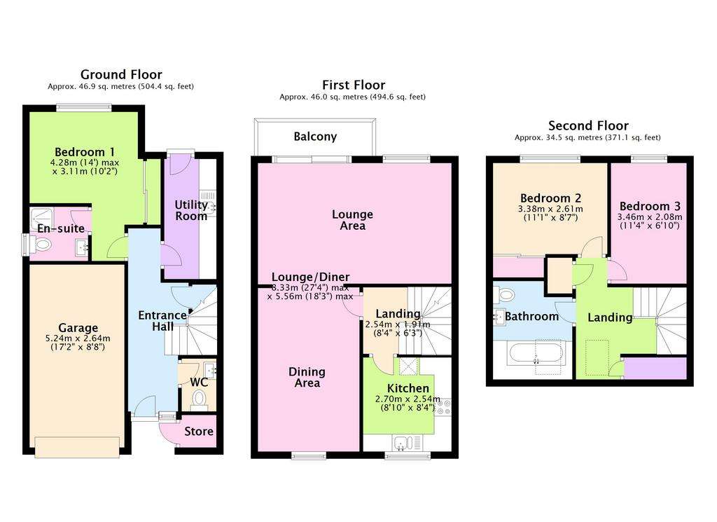 3 bedroom town house for sale - floorplan