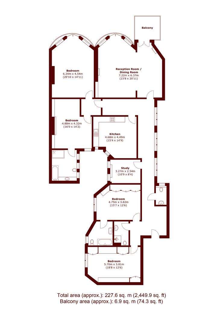 4 bedroom flat to rent - floorplan