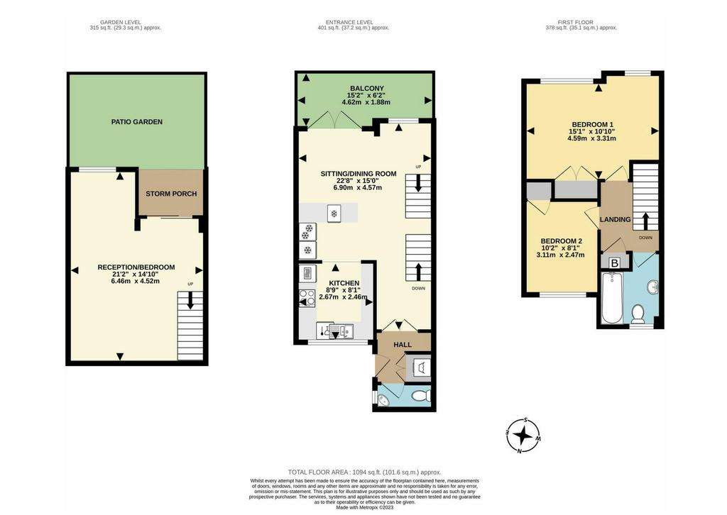 3 bedroom terraced house for sale - floorplan