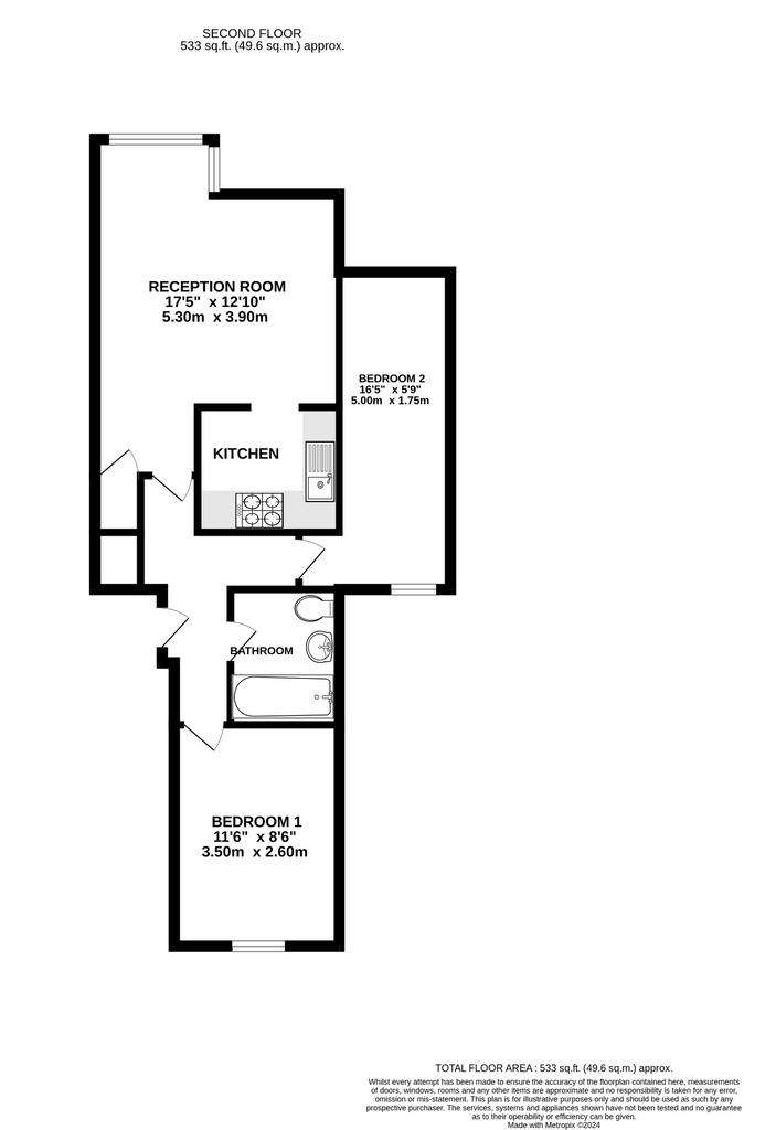 2 bedroom flat for sale - floorplan