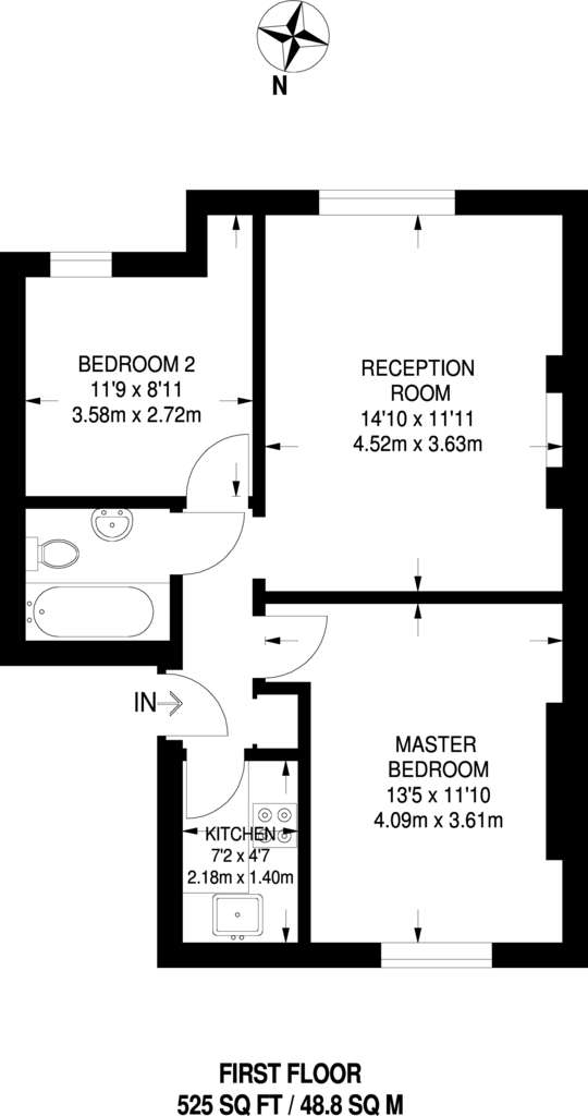 2 bedroom flat to rent - floorplan