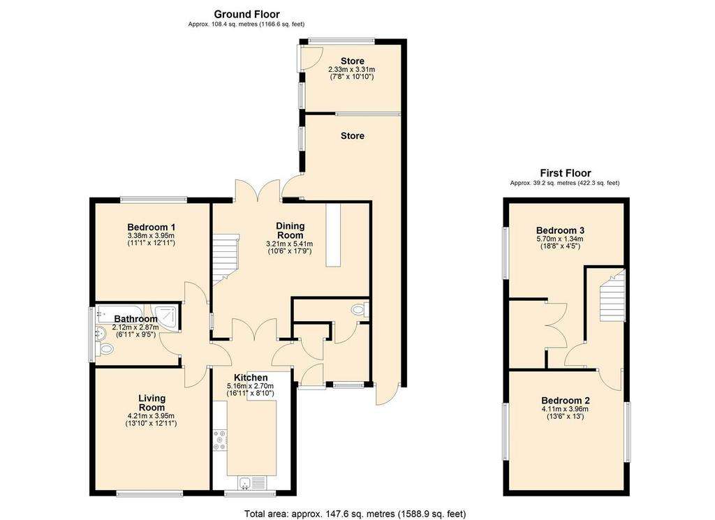 3 bedroom detached bungalow for sale - floorplan