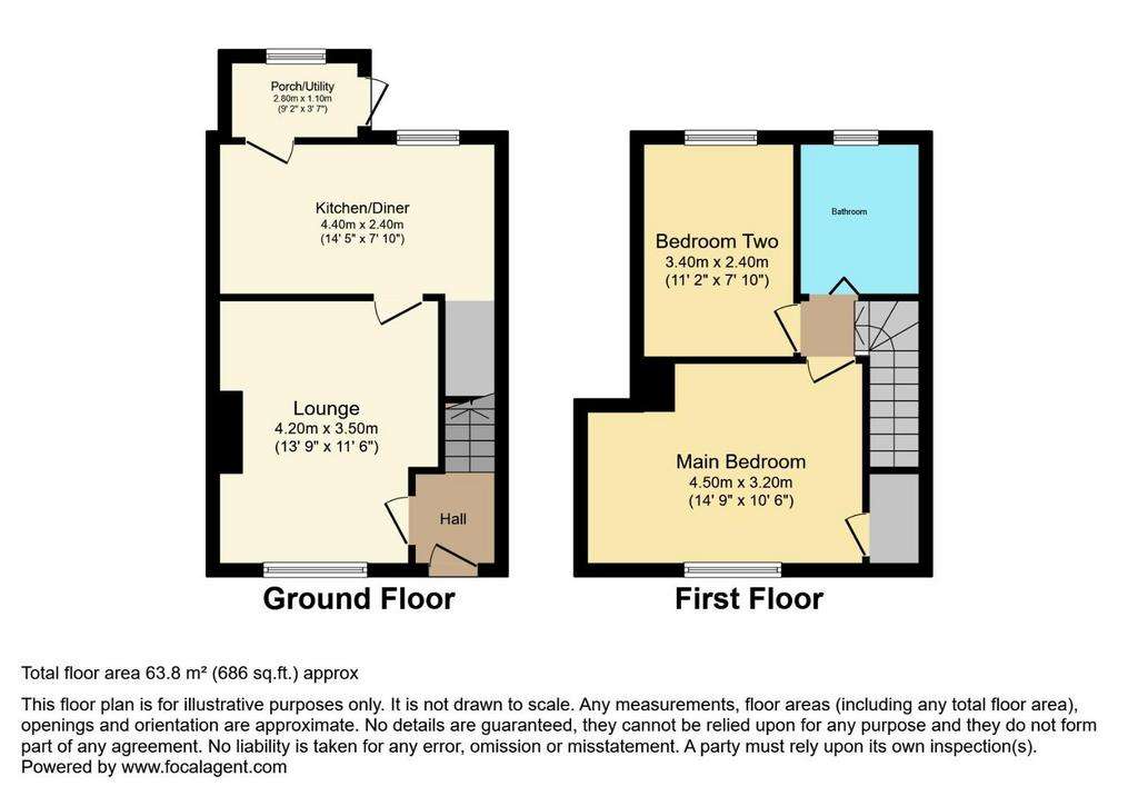 2 bedroom terraced house for sale - floorplan