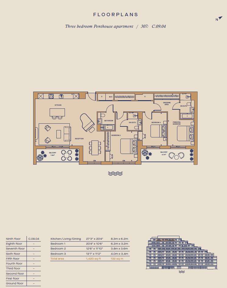 3 bedroom flat for sale - floorplan