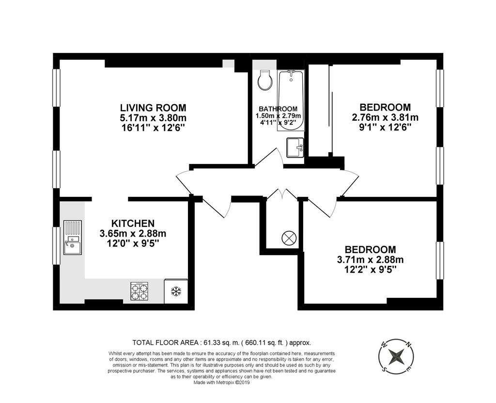 2 bedroom flat to rent - floorplan