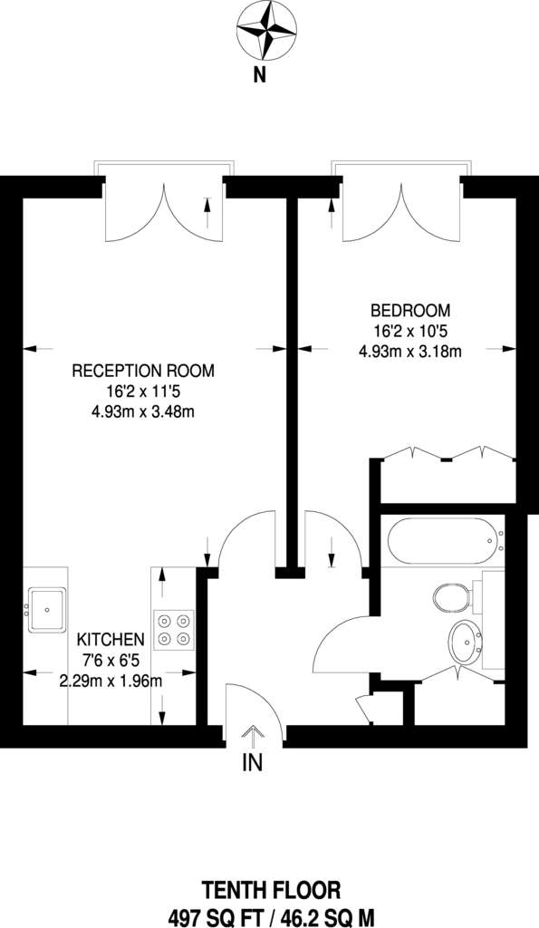 1 bedroom flat to rent - floorplan