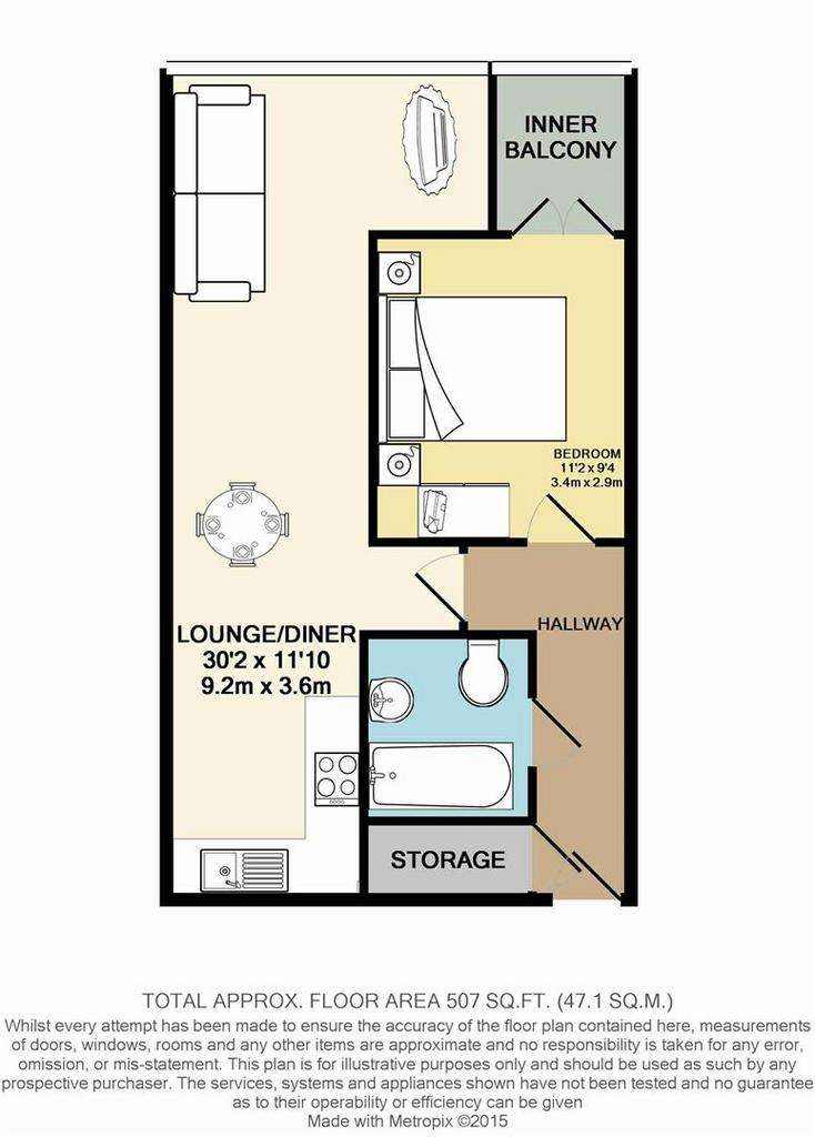 1 bedroom flat to rent - floorplan