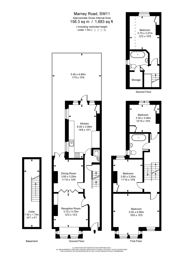 4 bedroom terraced house for sale - floorplan