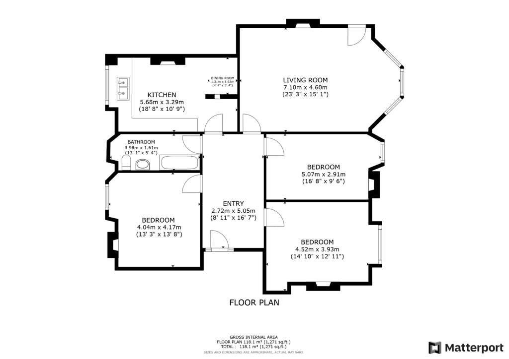 3 bedroom flat for sale - floorplan