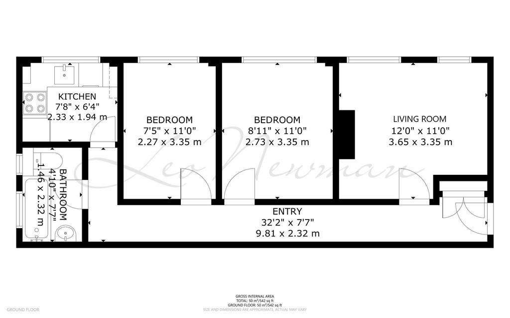 2 bedroom flat to rent - floorplan