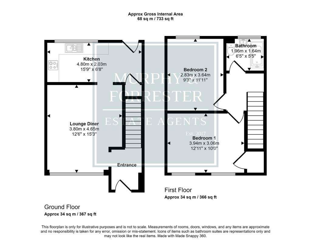 2 bedroom terraced house for sale - floorplan