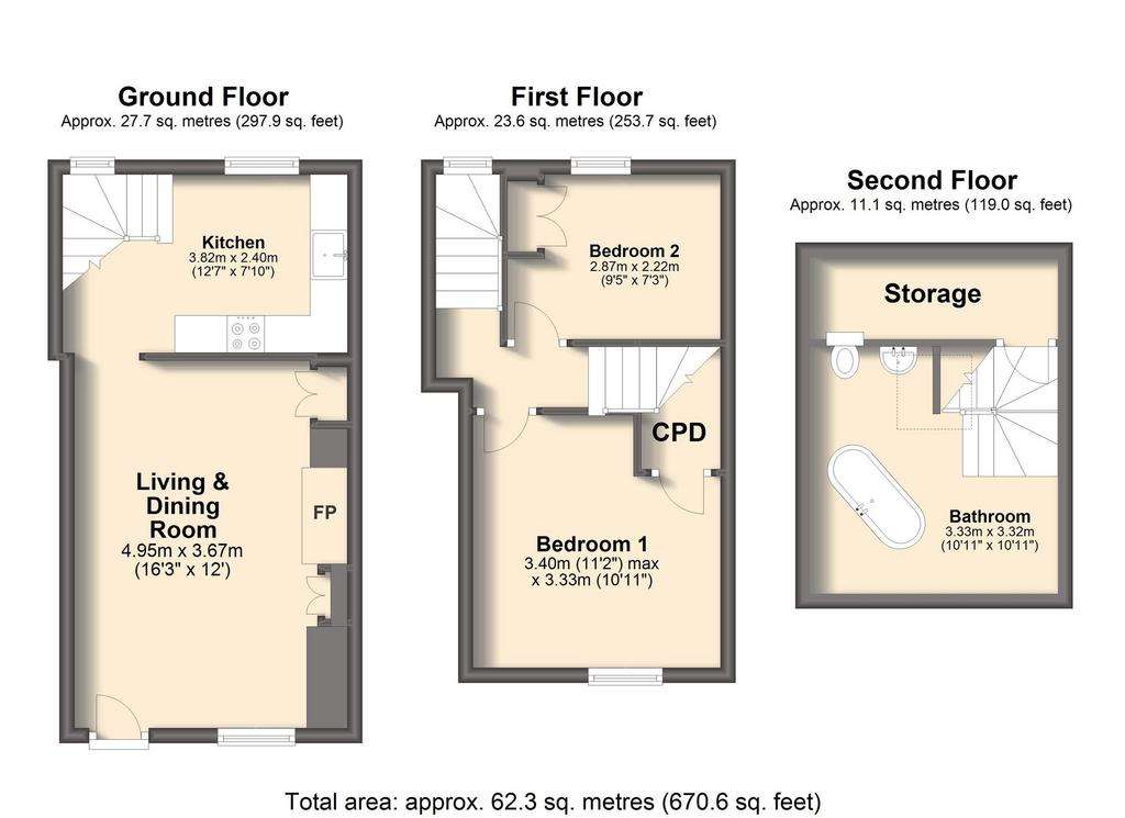 2 bedroom cottage to rent - floorplan