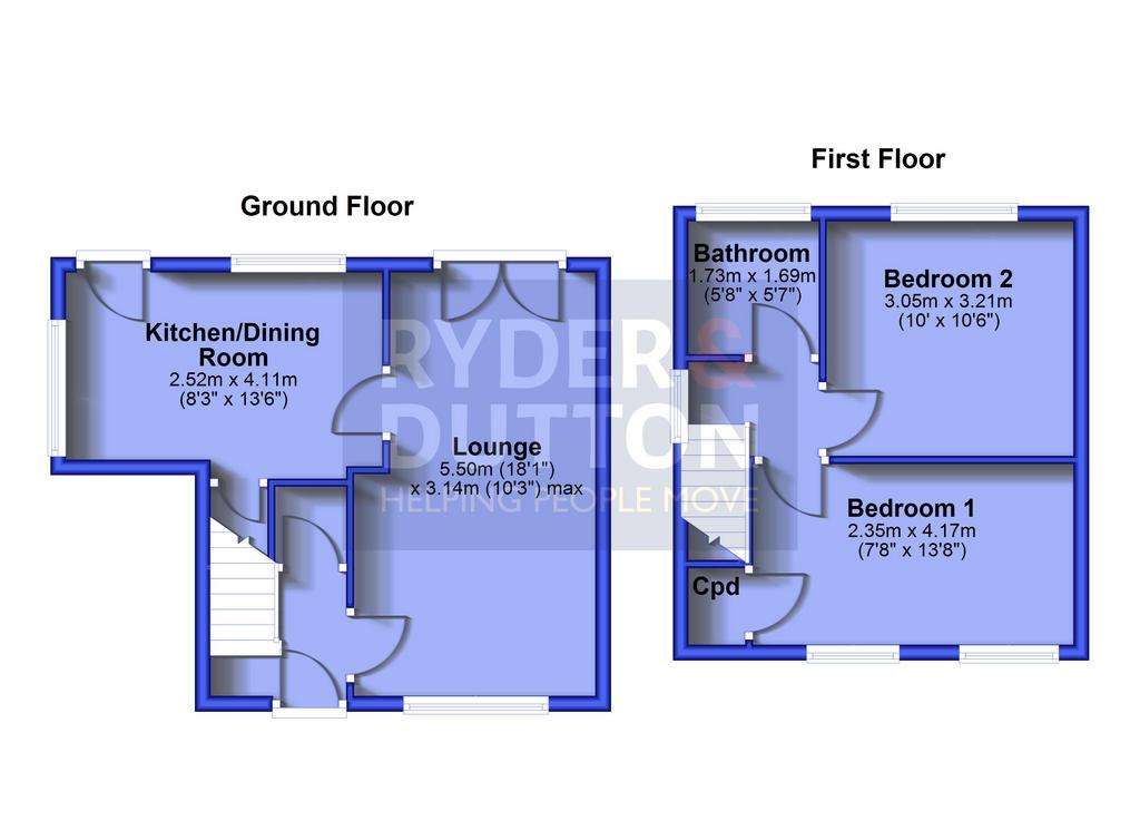 2 bedroom semi-detached house for sale - floorplan