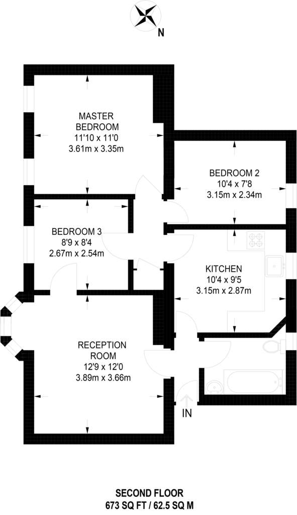 2 bedroom flat to rent - floorplan