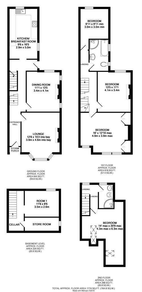 4 bedroom semi-detached house to rent - floorplan