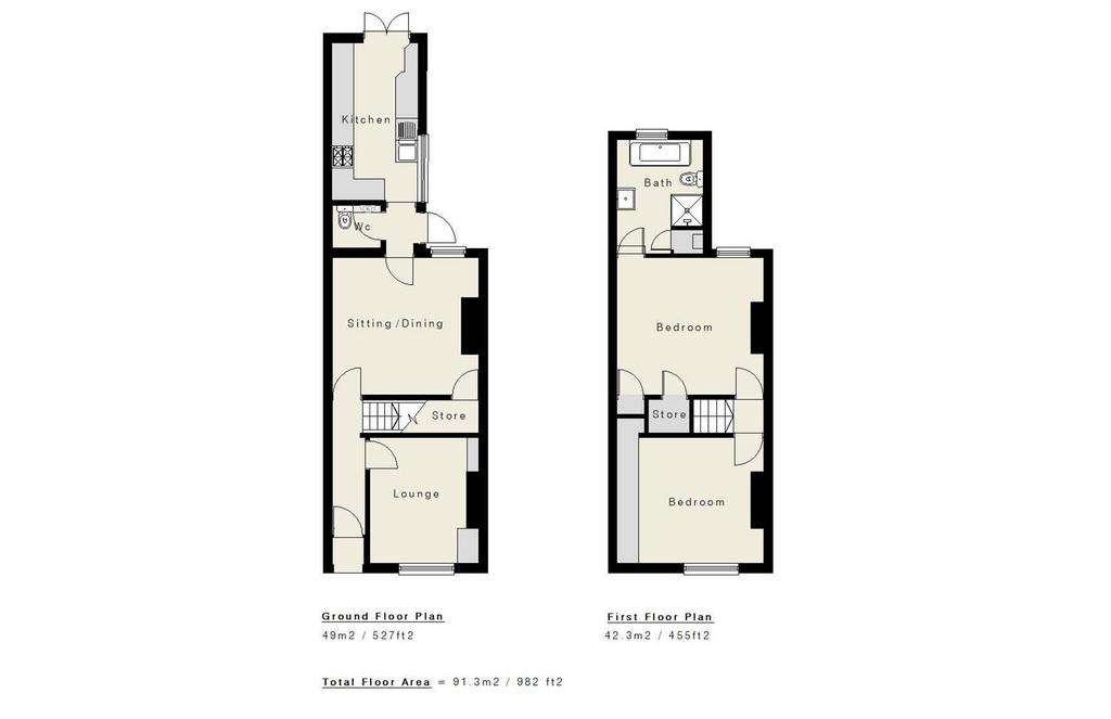 2 bedroom terraced house for sale - floorplan