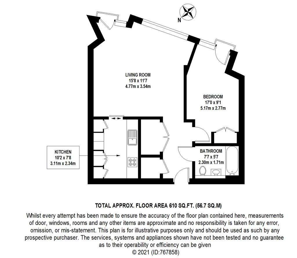 1 bedroom flat to rent - floorplan