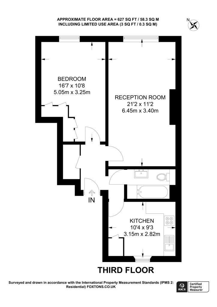 1 bedroom flat to rent - floorplan