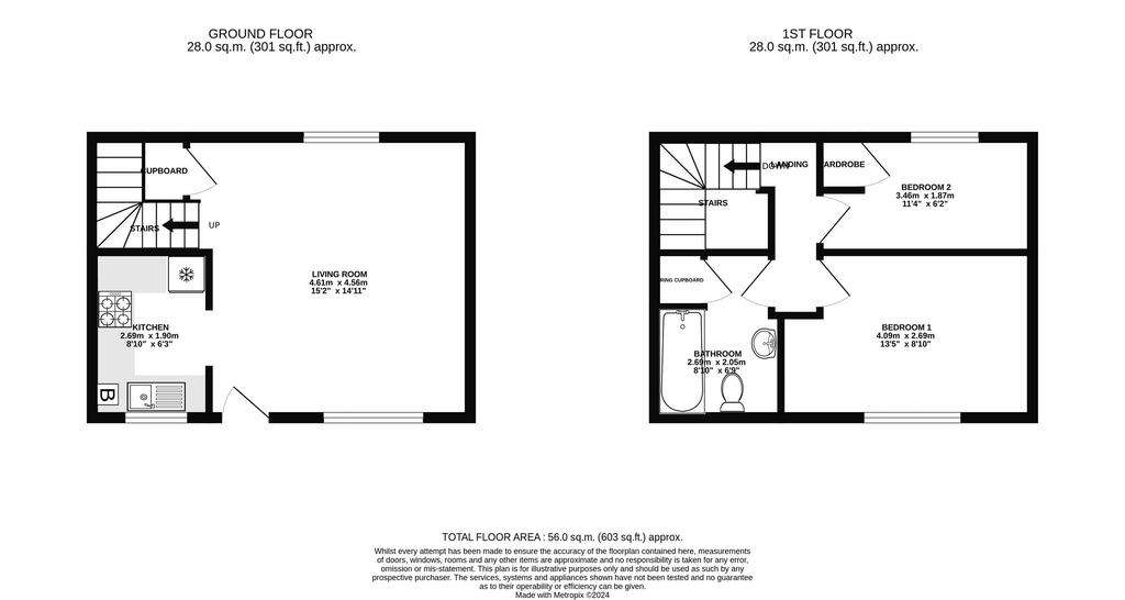 2 bedroom mews house to rent - floorplan