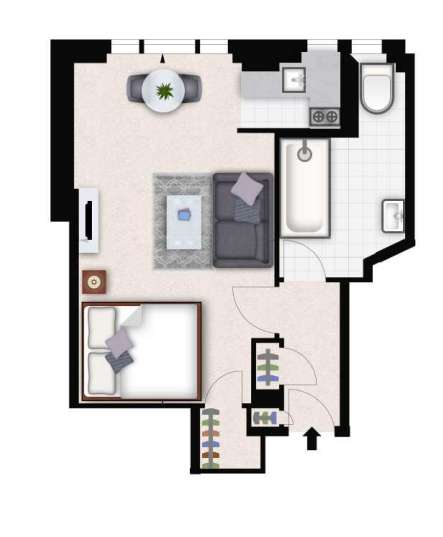 Studio flat to rent - floorplan