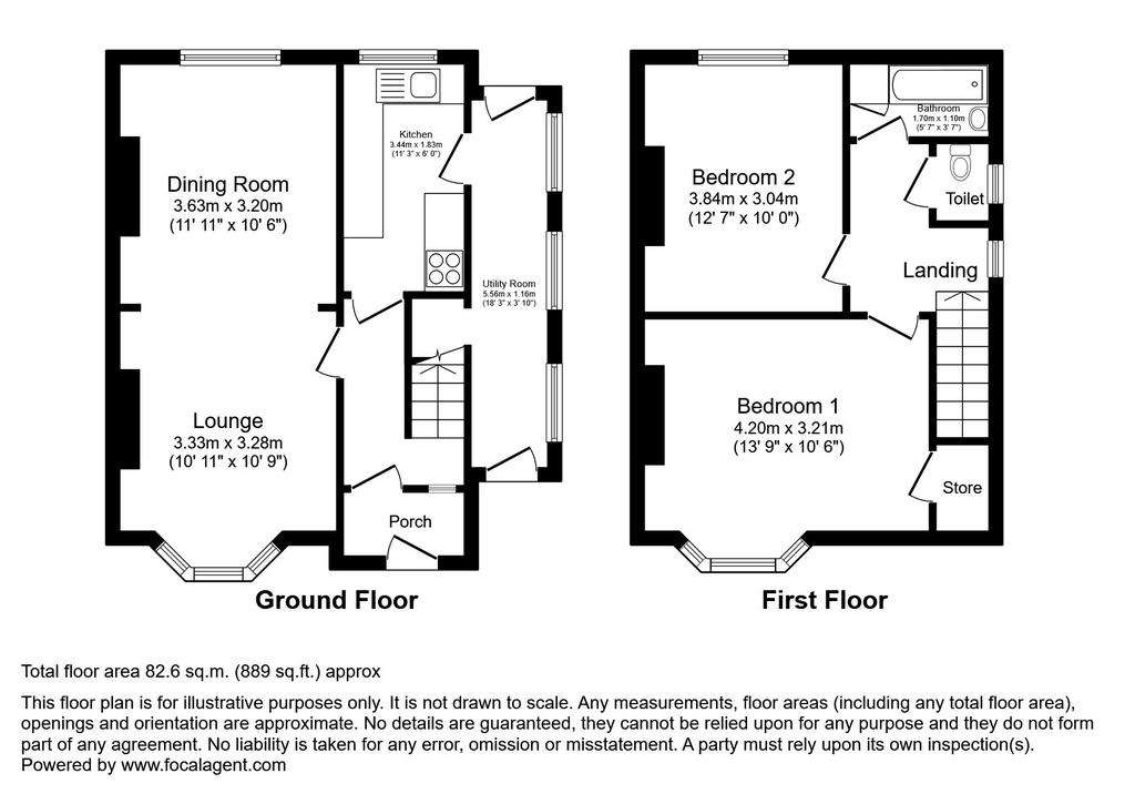 2 bedroom semi-detached house to rent - floorplan