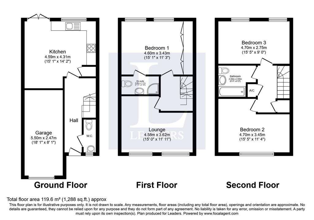 3 bedroom town house to rent - floorplan