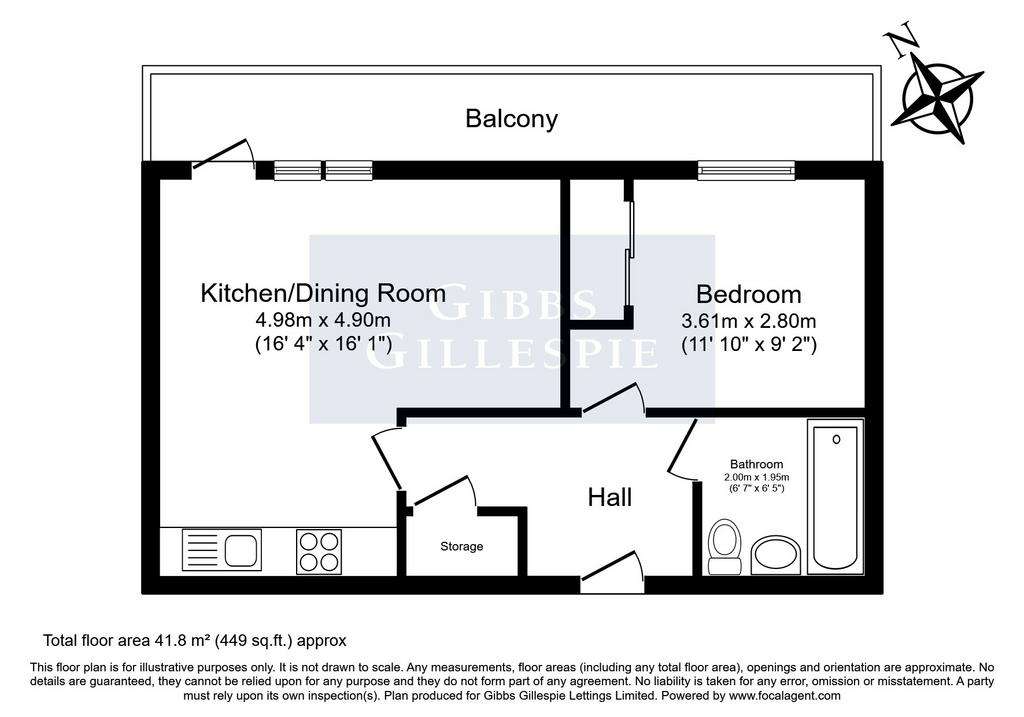 1 bedroom flat to rent - floorplan