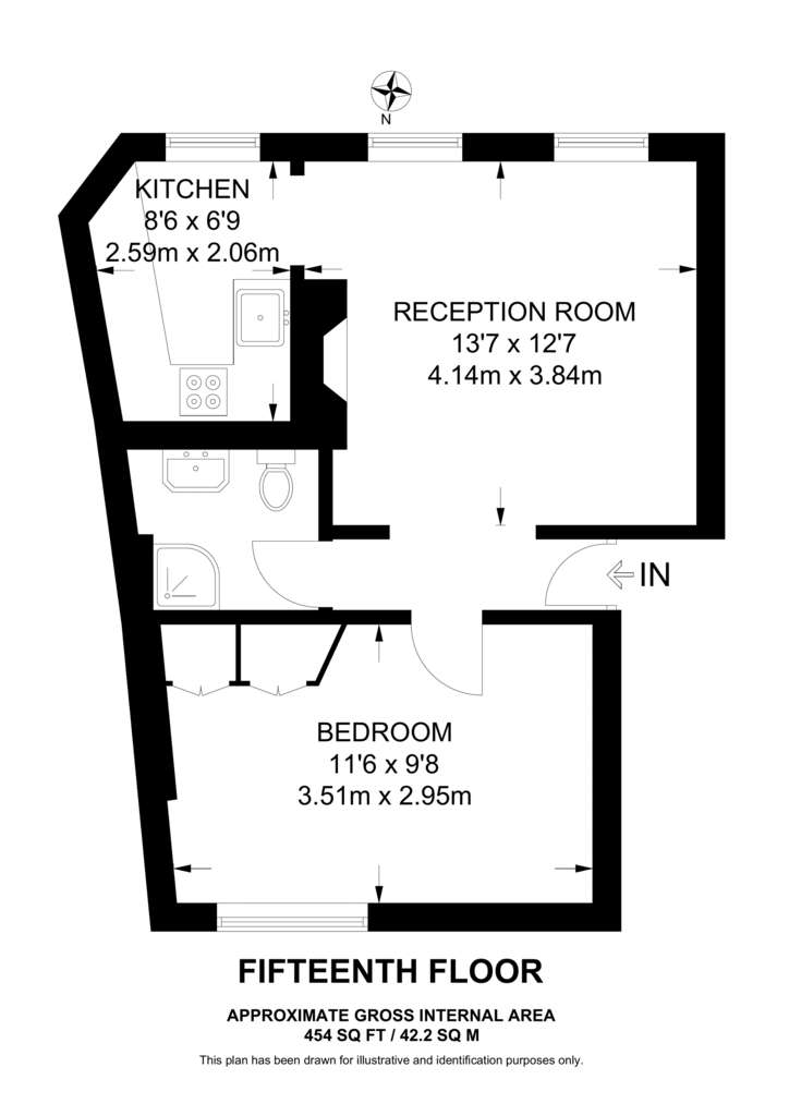 1 bedroom flat to rent - floorplan