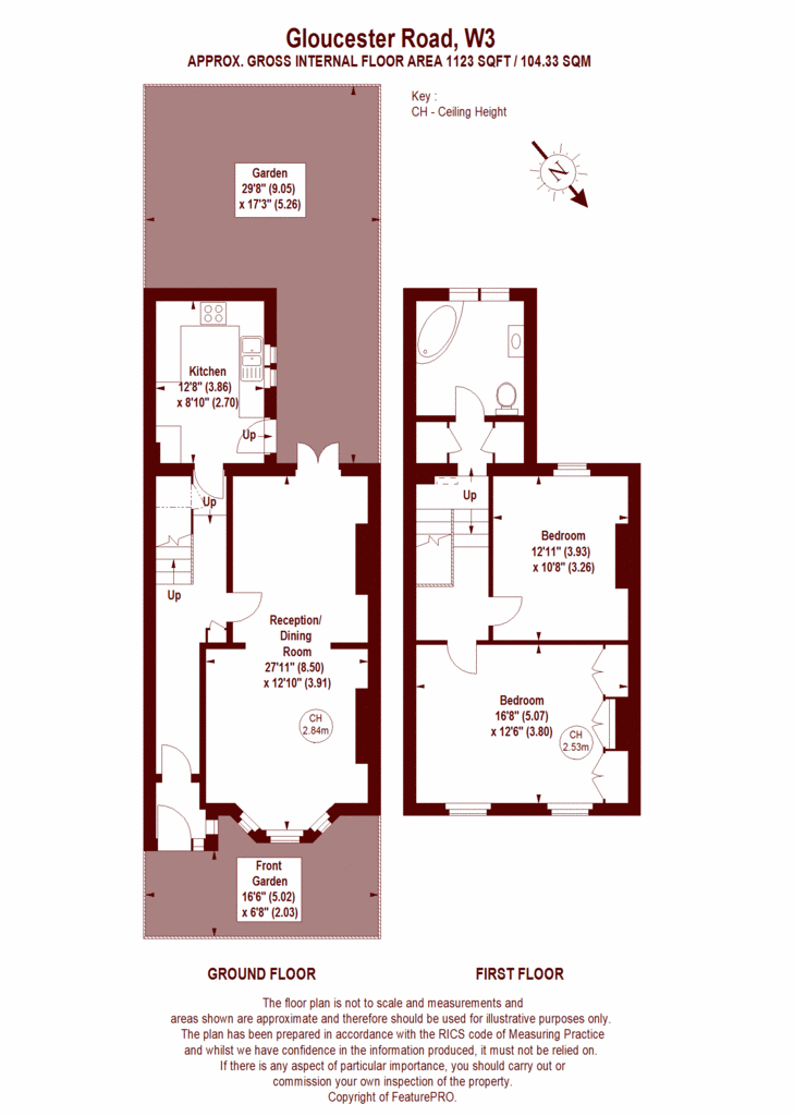 2 bedroom end of terrace house to rent - floorplan