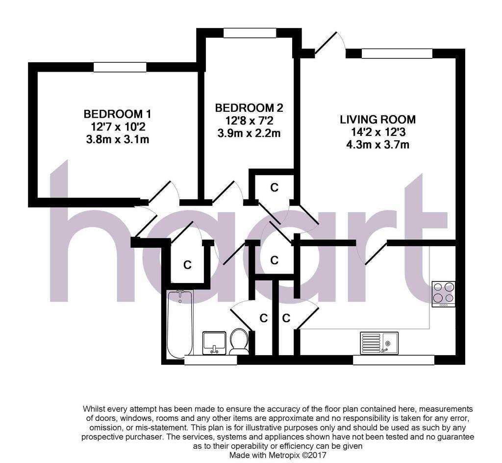 2 bedroom flat to rent - floorplan