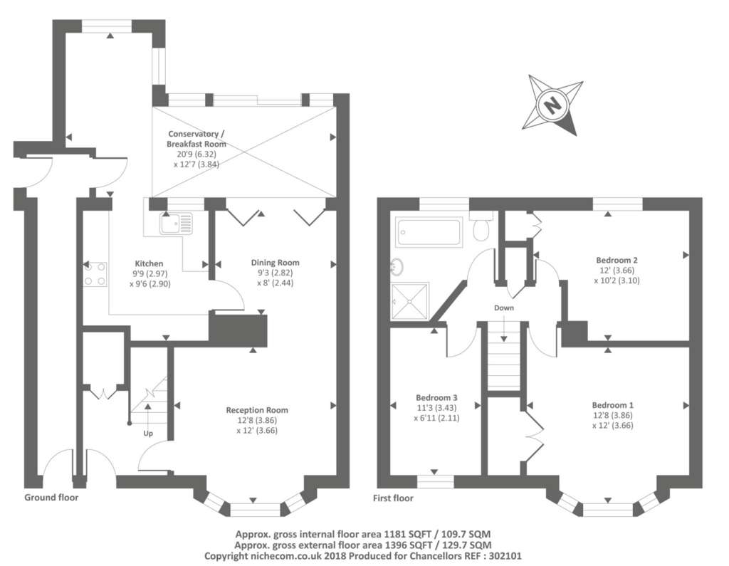 3 bedroom terraced house to rent - floorplan