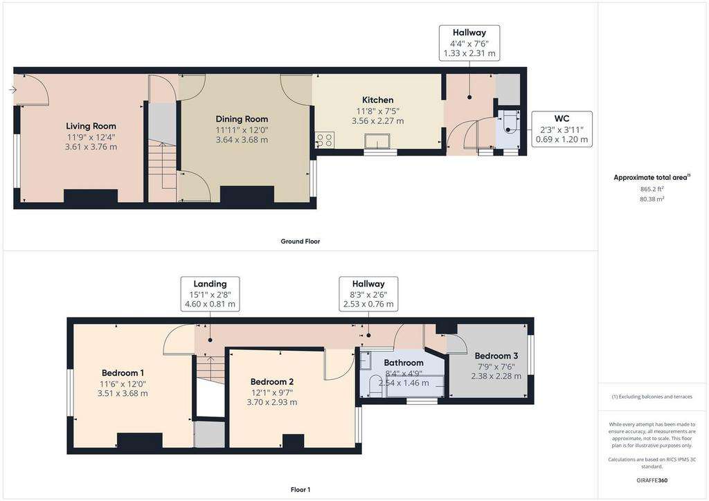 3 bedroom terraced house for sale - floorplan