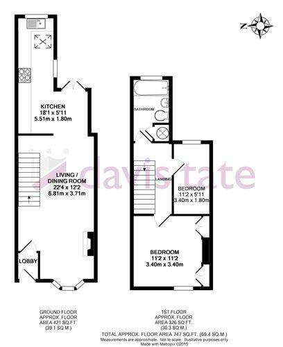 2 bedroom terraced house to rent - floorplan