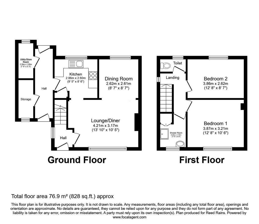 2 bedroom semi-detached house for sale - floorplan