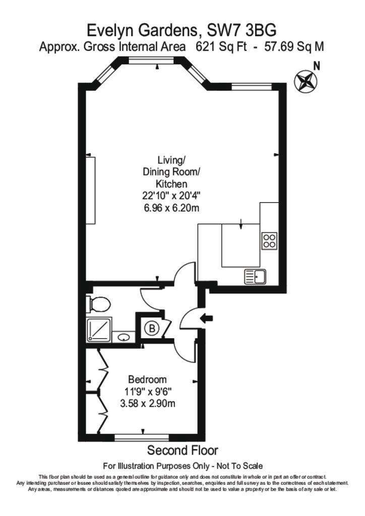 1 bedroom flat to rent - floorplan