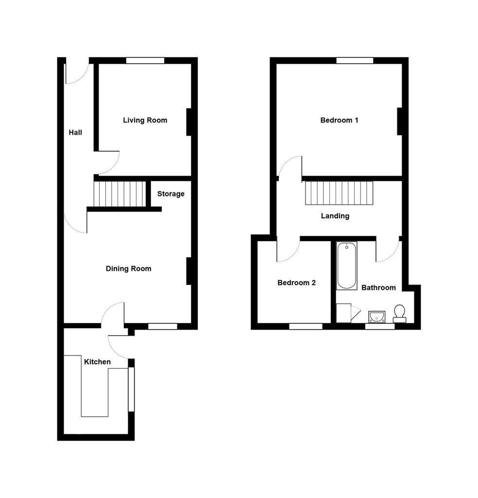 2 bedroom terraced house for sale - floorplan