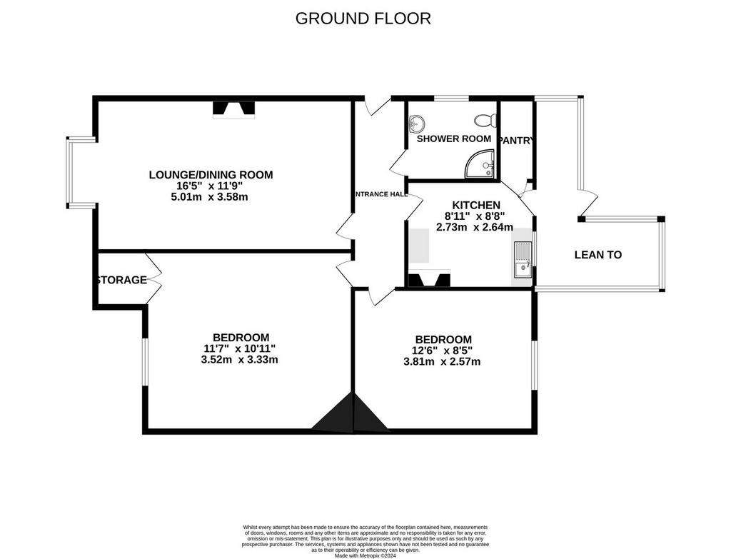 2 bedroom detached bungalow for sale - floorplan