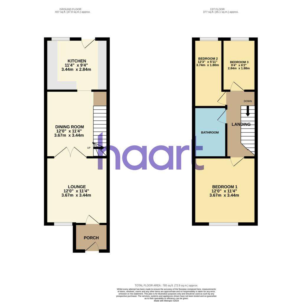 3 bedroom terraced house for sale - floorplan