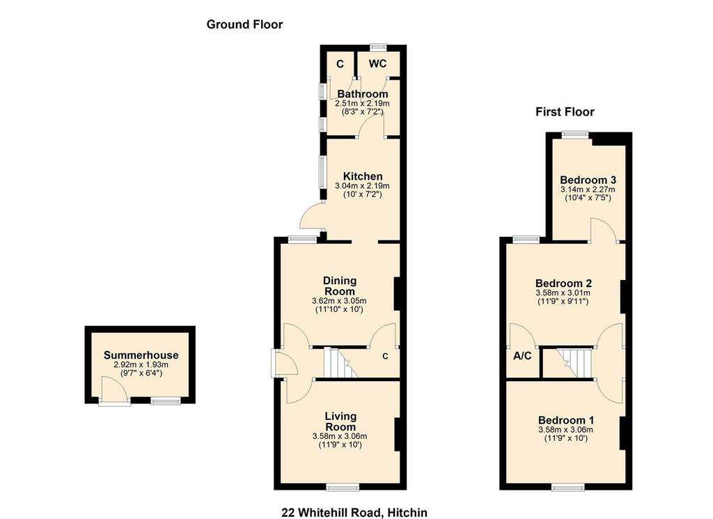 3 bedroom end of terrace house for sale - floorplan