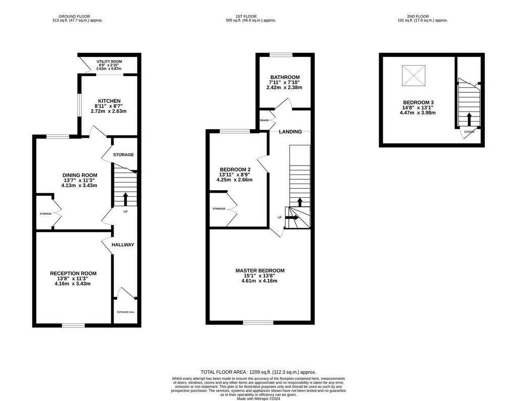 3 bedroom terraced house for sale - floorplan