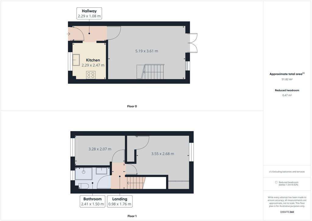 2 bedroom terraced house to rent - floorplan