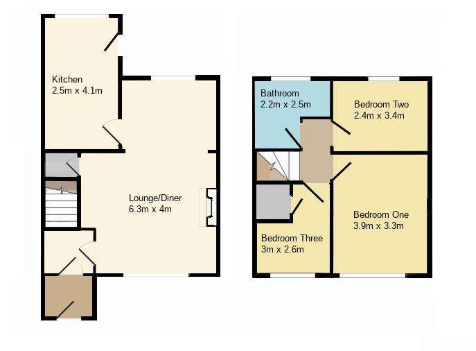 3 bedroom terraced house for sale - floorplan