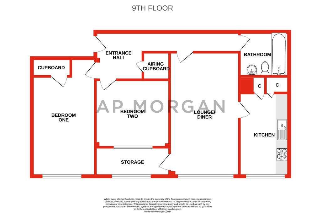 2 bedroom flat to rent - floorplan