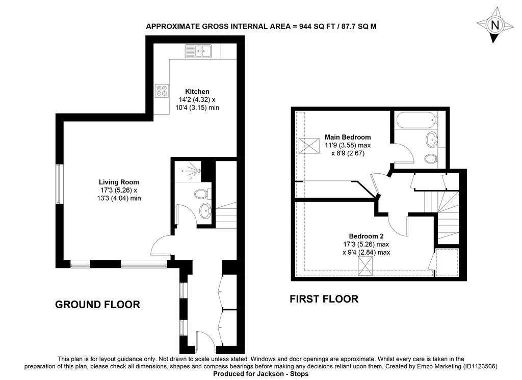 2 bedroom terraced house for sale - floorplan