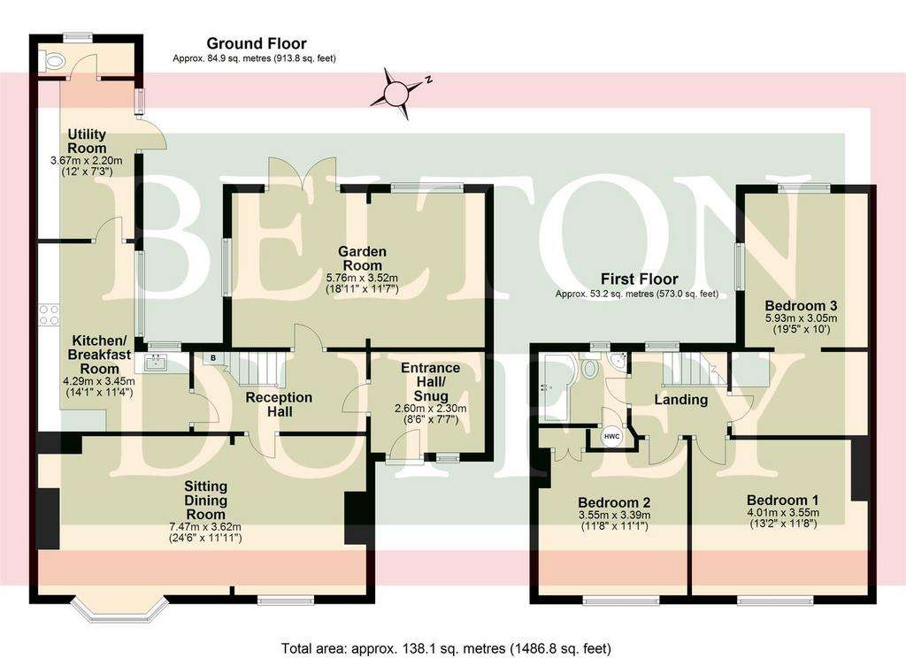 3 bedroom semi-detached house for sale - floorplan