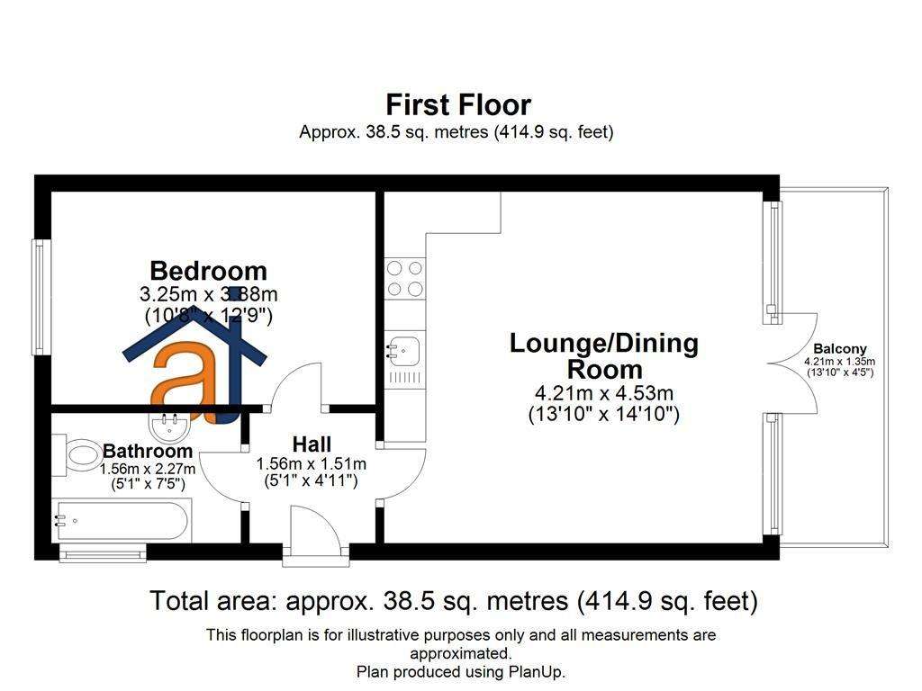 1 bedroom flat to rent - floorplan